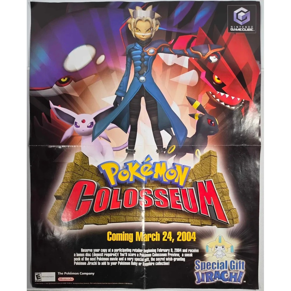 Vintage 2004 Pokemon Colosseum PREVIEW Gamecube Promo AD Poster Art